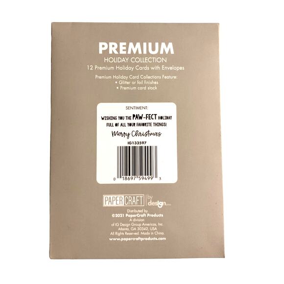 Christmas Cards Pugs and Kisses Boxed New 12 Cards Envelopes - Picture 4 of 4